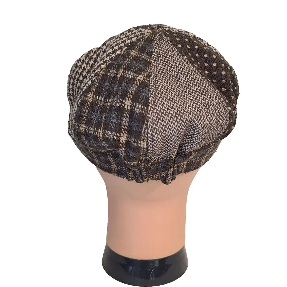 ABG Patchwork Newsboy Hat Plaid Tweed Houndstooth Baker Boy Cap Dark Academia OS